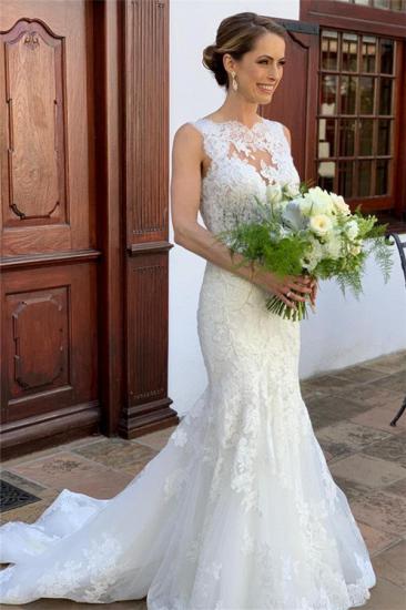 Elegant Sleeveless Strap Lace Appliques Mermaid Bridal Wedding Dresses