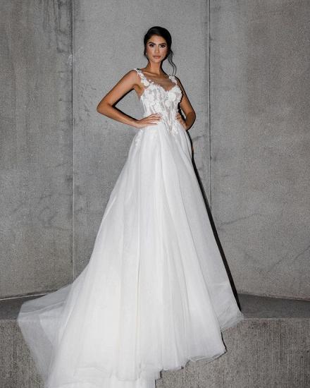 Sweetheart Erin A-Line Lace Sleeveless Tulle Wedding Dress_2