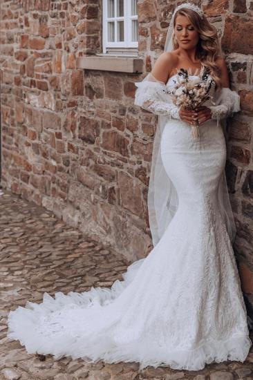 Elegantes Meerjungfrau-Herzhals-Boden-langes Spitzen-Hochzeitskleid