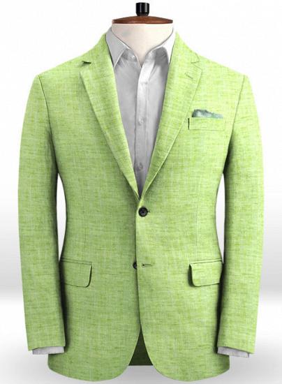 Frischer und modischer Anzug aus grasgrünem Leinen_2