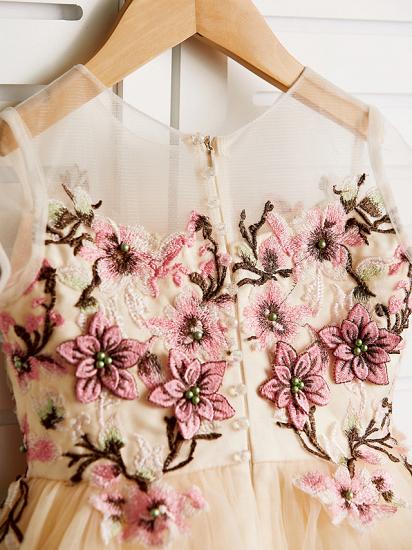 Cute Jewel Tulle Lace Satin Sleeveles Flower Girl Dress On Sale_5