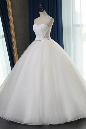 TsClothzone Sexy Strapless Sweetheart Wedding Dress Ball Gown Sleeveless White Tulle Bridal Gowns On Sale_5