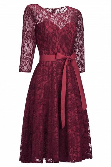 Vintage A-line Burgundy Lace Dresses with Sleeves