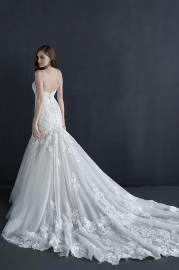 Elegant Sleeveless White Lace Mermaid Wedding Gown Sweetheart Tulle Appliques Bridal Dress_2