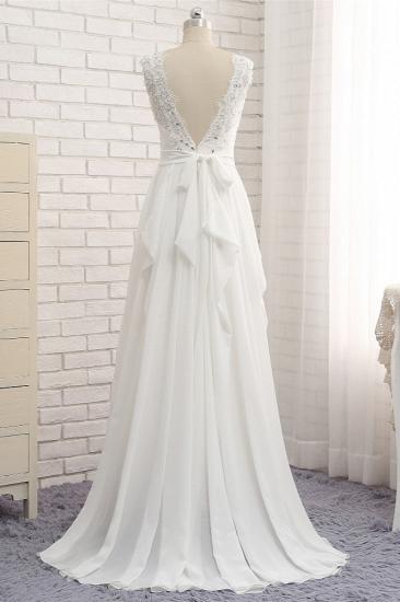 TsClothzone Affordable Jewel White Chiffon Ruffle Wedding Dress Sleeveless Appliques Bridal Gowns with Beadings_3