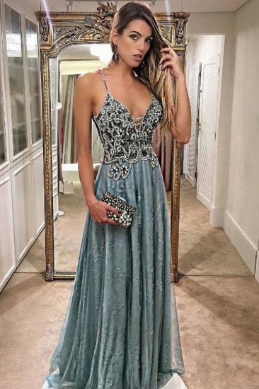 New Arrival A-Line Spaghetti Straps Prom Dresses 2022 Appliques Evening Gowns_1