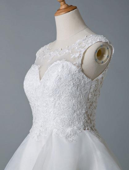Gorgeous Jewel Sleeveless Lace Ruffles White Short Wedding Dresses_7
