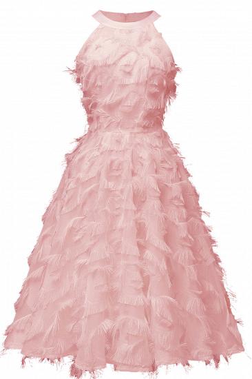 Elegant Halter Feather Princess Vintage Dresses | Retro A-line Burgundy Homecoming Dress_5
