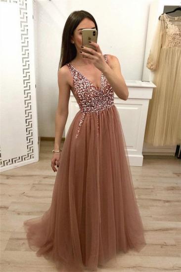 Simple Crystal Straps Shining Sequin Prom Dresses | Lace-Up Side slit Mermaid Sleeveless Sexy Evening Dresses_1