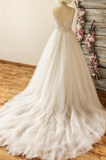 Gorgeous Straps Sleeveless Tulle Wedding Dress | A-line Appliques Lace Bridal Gowns_3