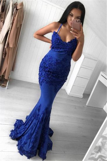 Royal Blue Appliques Sexy Evening Dresses Cheap | Sleeveless Sheath 2022 Formal Ball Dress_1