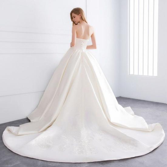 Sweetheart Strapless Lace Ball Gown Wedding Dresses | Open Back Pleated Bridal Gowns_4
