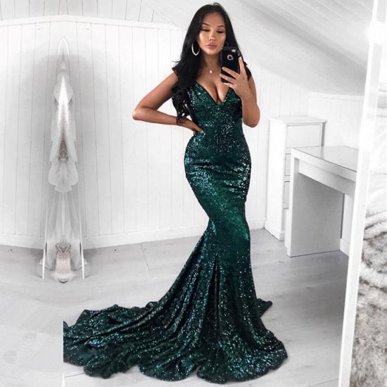 Green Sequins Prom Dress | Mermaid Evening Party Dress_3