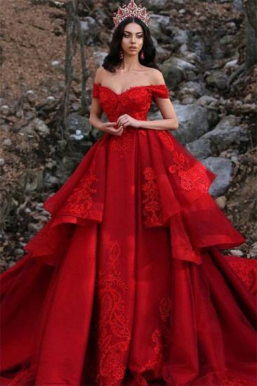 Fashion Abendkleider Lang Rot | A  Linie Abendkleid mit Spitze Online
