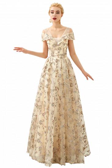 Herbert | Elegant Gold Cold shoulder Prom Dress with Delicate Multi-color Lace Appliques_8