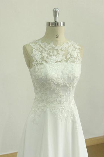Glamorous Jewel Ärmelloses Brautkleid mit Applikationen | Spitze-weiße Chiffon-Brautkleider_4