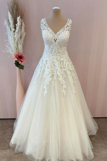 Wedding dresses V neckline | Wedding dresses A line lace_1