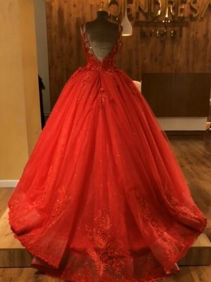 Red Straps Sleeveless Elegant Evening Dresses | 2022 Flowers Open Back Quinceanera Dresses with Beading_3