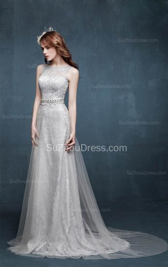 Beautiful Crystal Lace Long Prom Dresses with Beadings Tulle Custom Made Silver Grey Dresses for Juniors_3