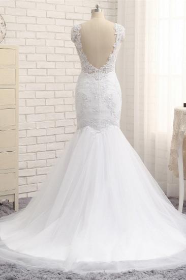 TsClothzone Glamorous Jewel Sleeveless Tulle Wedding Dresses White Mermaid Satin Bridal Gowns With Appliques On Sale_3