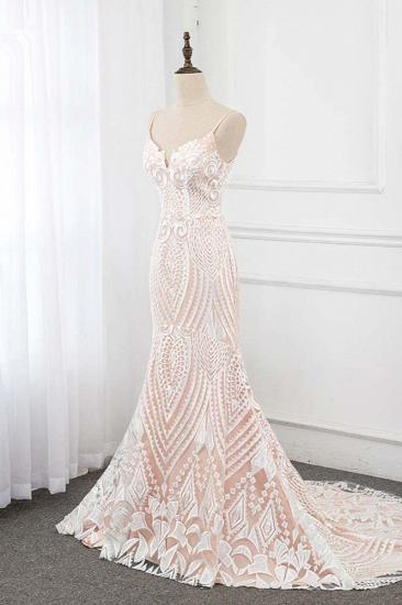 TsClothzone Sexy Spaghetti Straps Appliques Ivory Wedding Dresses V-Neck Sleeveless Bridal Gowns_4