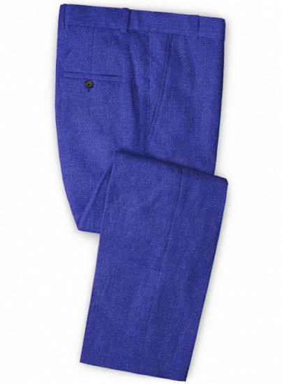 Casual business cobalt blue linen suit_3