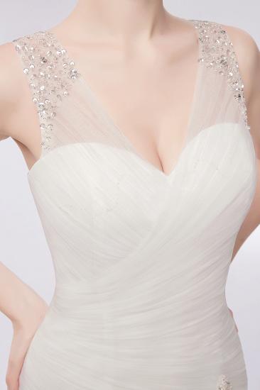 WENDY | Meerjungfrau V-Ausschnitt bodenlangen Tüll Brautkleider mit Kristallen_5