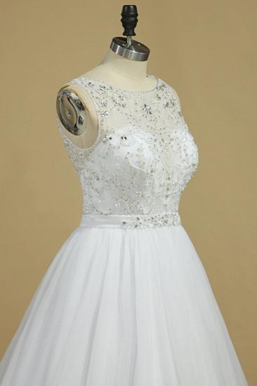 TsClothzone Gorgeous Jewel Beadings Tulle Wedding Dress Ruffles Sleeveless Bridal Gowns On Sale_4