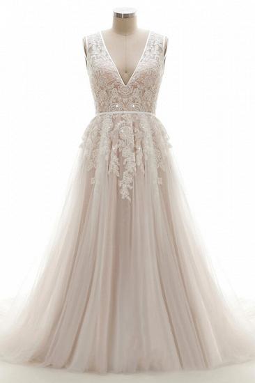 Elegant V-Neck Lace Appliques A-line Wedding Dress Tulle Evening party Dress