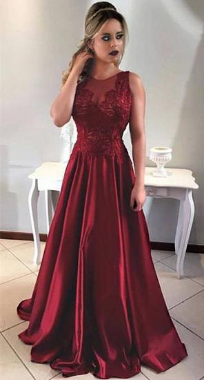 Sleeveless Burgundy Prom Dress A-line Sheer Tulle Appliques Long Formal Evening Gown 2022