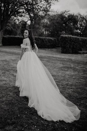 Simple Wedding Dresses A Line | Tulle wedding dresses with lace_4