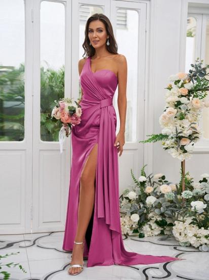 Einfaches langes rosa Sling-Seitenschlitz-Abendkleid | Rosa Ballkleid online_22