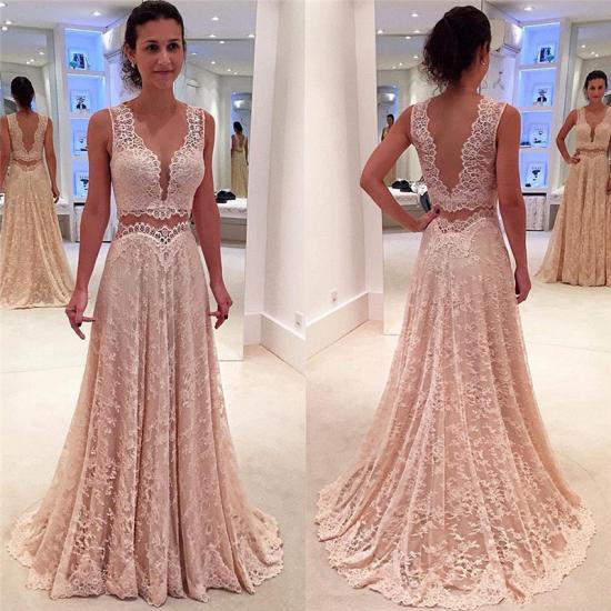 2022 V-neck Full Lace Evening Gowns Sleeveless Elegant Long Formal Prom Dress_3