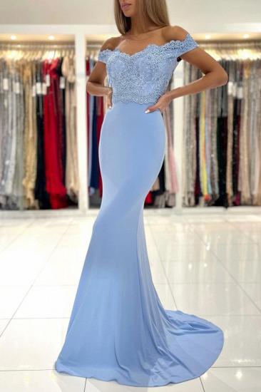 Mermaid Blue Floor Long Evening Dress | Homecoming Dresses With Lace_1