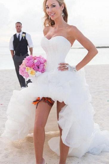 New Arrival Sweetheart White Hi-lo Wedding Dress Popular Organza Summer Beach Bridal Gowns
