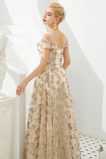 Herbert | Elegant Gold Cold shoulder Prom Dress with Delicate Multi-color Lace Appliques_9