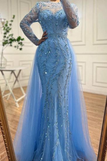 Blue Evening Dresses Long Glitter | prom dresses with sleeves_2