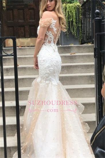 2022 Mermaid Off-the-Shoulder Wedding Dress | Tulle Appliques Bridal Gowns_1
