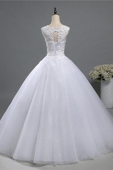 TsClothzone Chic Jewel Tulle Sequined Wedding Dress Sleeveless Appliques Beadings Bridal Gowns On Sale_3