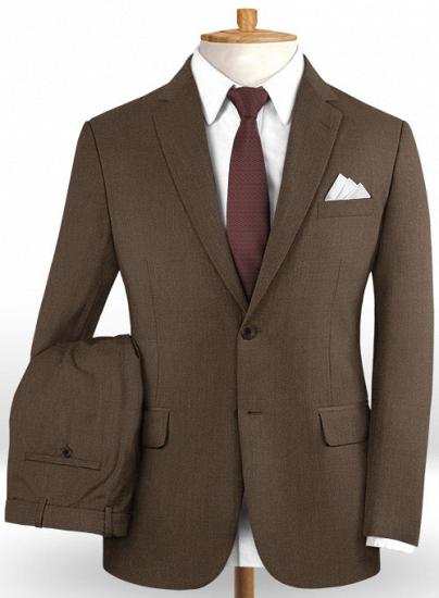 Brown pure wool notched lapel casual suit | two-piece suit_1