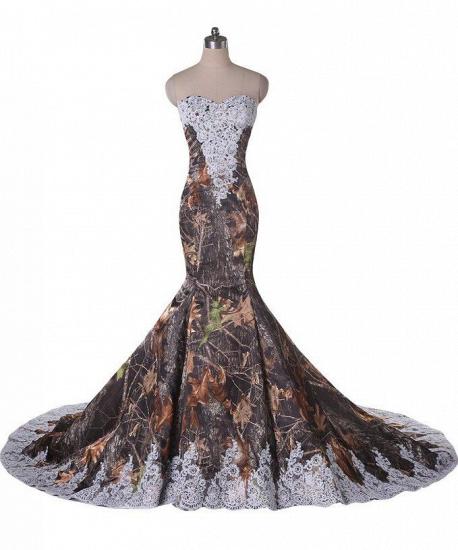 Camo And Lace Sweetheart Sleeveless Mermaid Bridal Gown Prom Dress_2