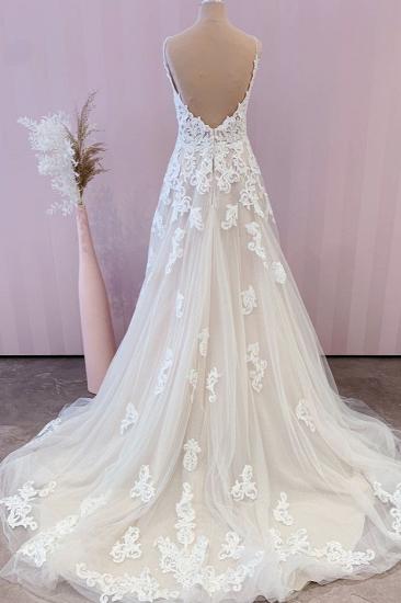 Beautiful wedding dress cream | Wedding dress A line with lace_2