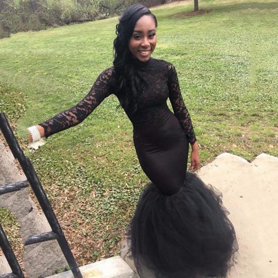 Black Long-Sleeve Mermaid Prom Dress |Lace Evening Gowns On Sale_4