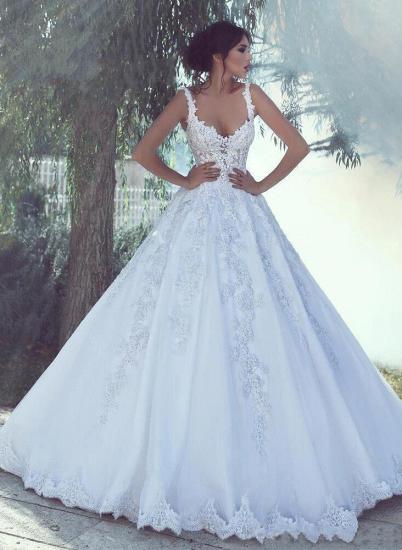 Gorgeous Sweetheart Straps Sleeveless White Lace Wedding Dresses Online_2