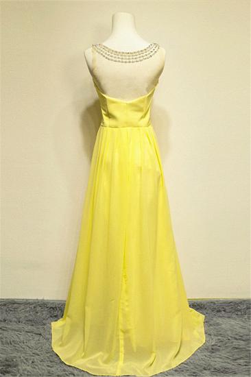Crystal Yellow Sheer Back Chiffon Long Prom Dress A-line Sweep Train Elegant Dresses for Women_2