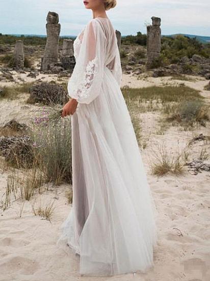 Glamorous Tulle Lace Jewel Ruffles A-Line Wedding Dresses_2