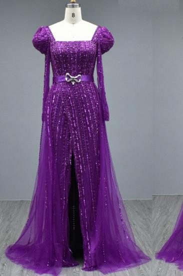 Purple Evening Dresses Long With Sleeves | prom dresses glitter_7