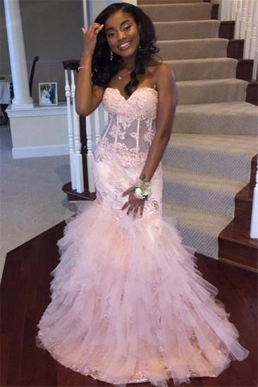 Baby Pink Lace Sweetheart Prom Dress 2022 | Mermaid Puffy Tulle Sexy Evening Gown