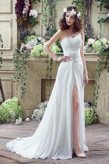 Gorgeous Chiffon Sweetheart Bridal Dress Side Slit Wedding Dress On Sale_1