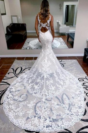 Wunderschöne Brautkleider mit V-Ausschnitt | Brautkleid im Meerjungfrau-Stil aus Spitze_2